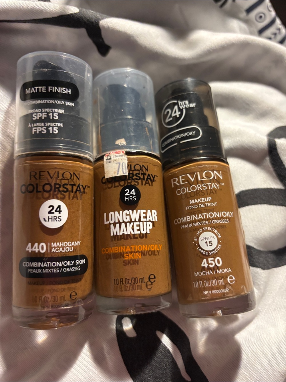 Revlon ColorStay Foundation Trio in 440 Mahogany, 450 Mocha, Warm Tan